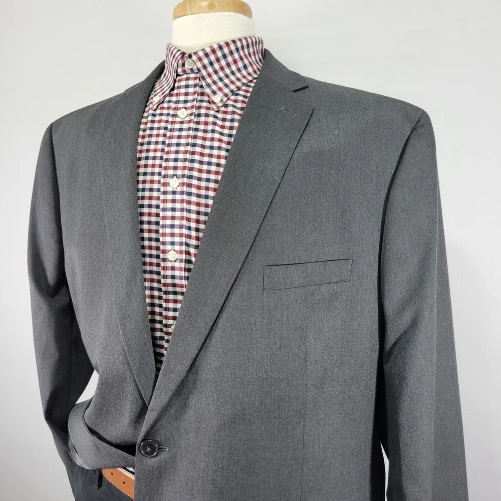 Van Heusen Men's Sport Coat Blazer Two Button Gray‎ Polyester Blend Size 52R